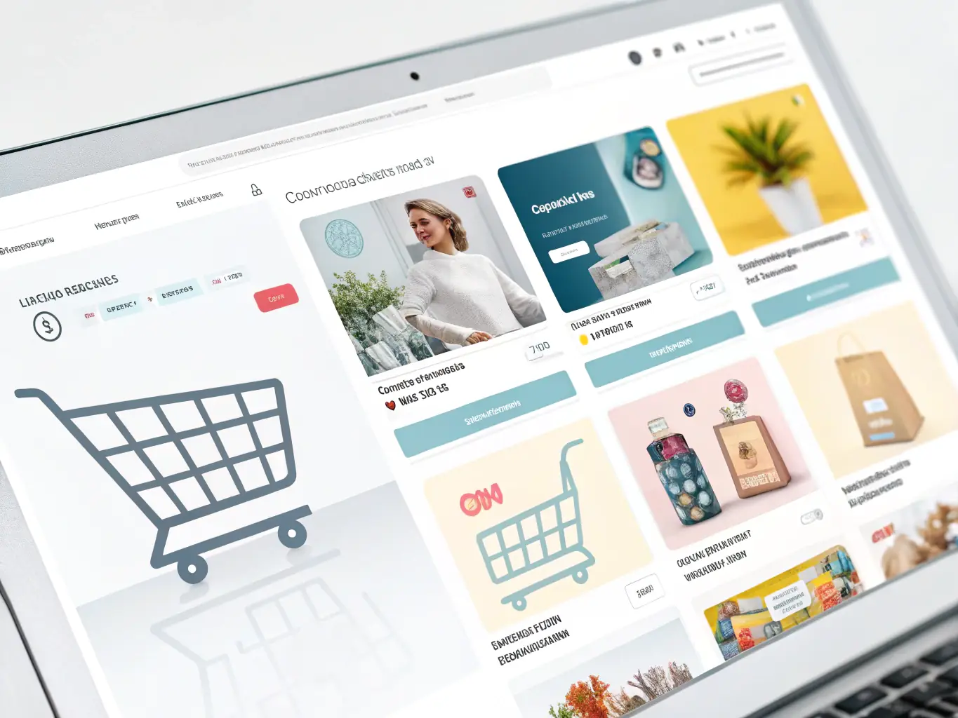 An e-commerce website interface displaying product listings and shopping cart features. The design emphasizes the Diamond Website Package's e-commerce capabilities.